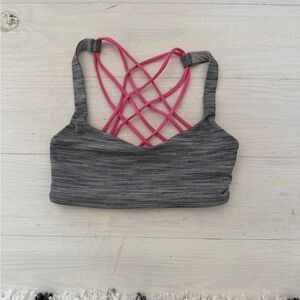 Lululemon Athletica Gray and Pink Crisscross Sports Bra